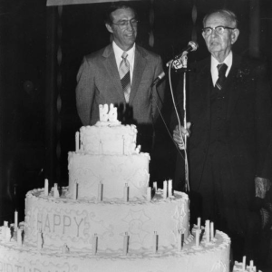 Dr. Fletcher celebrating Dr. Richardson's birthday