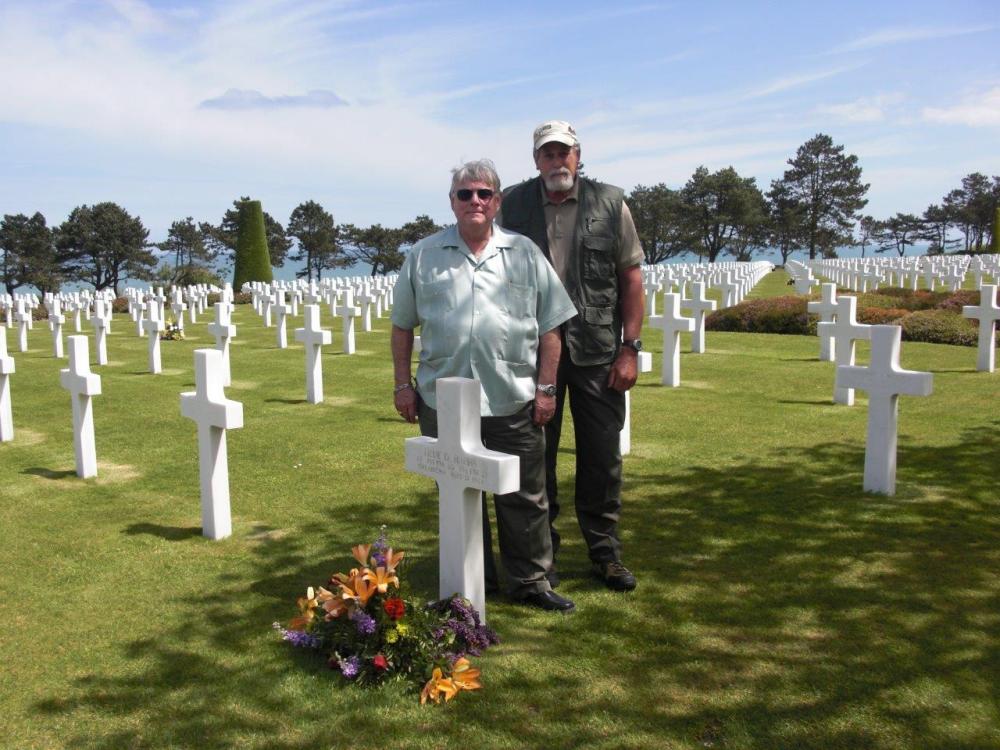 Dr. Carl Trusler and his buddy Captain Dan L. Cain, U.S. Navy, Retired: Two Former Navy Fighter Pilots Paying Their Respects At Normandy, May, 2013